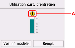 Maintenance cartridge usage screen